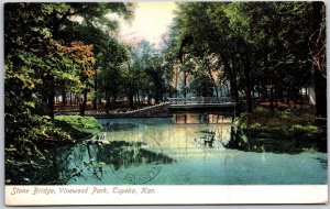 1907 Stonebridge Vinewood Park Topeka Kansas KS Lake Trees Posted Postcard