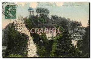 Old Postcard Paris Buttes Chaumont suspension bridge