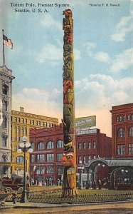 Indian Post Card Totem Pole, Pioneer Square Seattle, Washington, USA Unused