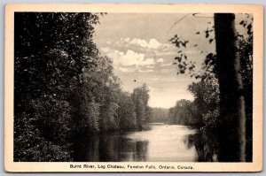 Postcard Fenelon Falls Ontario c1935 Burnt River Log Chateau by J. E. Evans