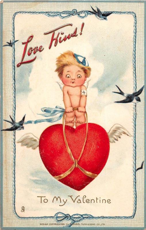 A52/ Valentine's Day Holiday Postcard c1910 Flights to Loveland Tucks Cupid 18