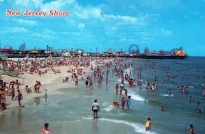 VINTAGE POSTCARD BATHING SCENE SEASIDE HEIGHTS OCEAN COUNTRY NEW COUNTRY 1970s