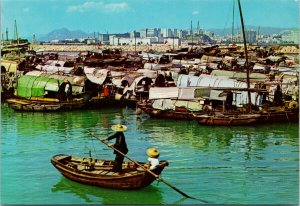 Hong Kong China Sampans Causeway Bay Shelter Unused Vintage Postcard C1