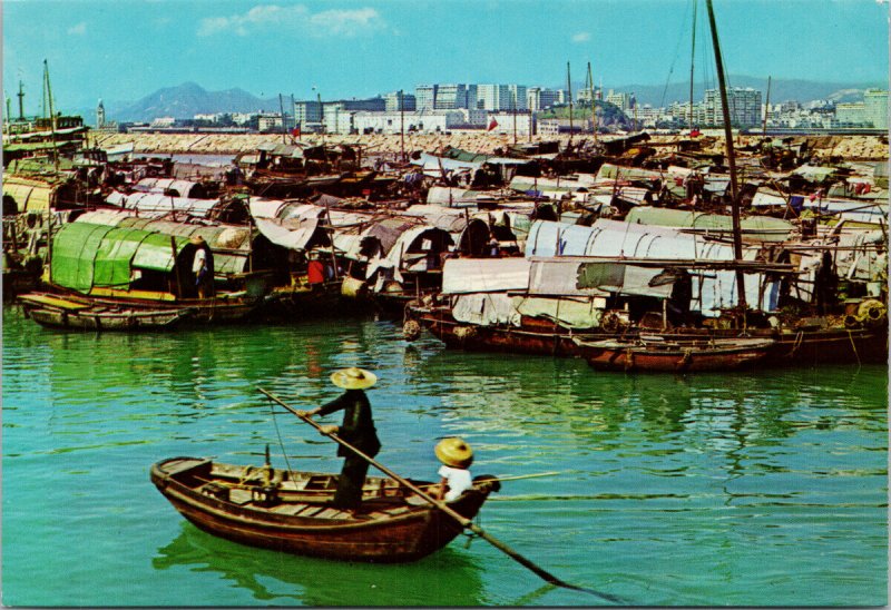 Hong Kong China Sampans Causeway Bay Shelter Unused Vintage Postcard C1