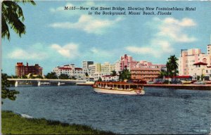 Miami Beach Florida New Fontainebleau Hotel Scenic Waterway DB Postcard 