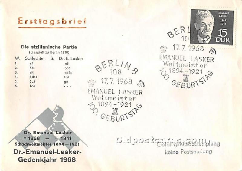 Schach Festival Berlin 1968 Chess Envelope 1968 