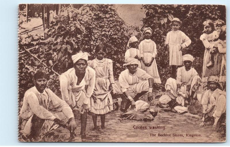 *Coolies Washing People of Jamaica Old Vintage Postcard A26