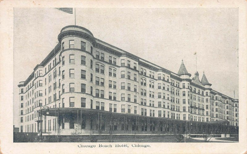 Chicago Beach Hotel, Chicago, Illinois, Early Postcard, Used in 1908