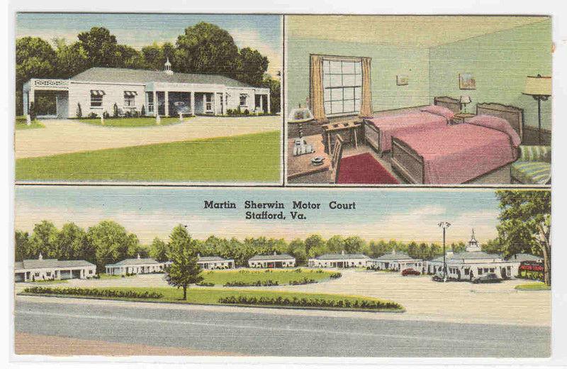 Martin Sherwin Motor Court Motel Stafford Virginia linen postcard