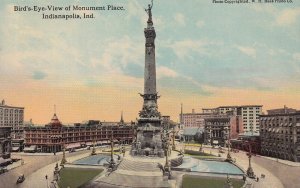 INDIANAPOLIS, Indiana, 1900-1910s; Bird's-eye View Of Monument Place