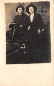 St. Louis Missouri c1910 RPPC Real Photo Studio Postcard Married Couple In Car