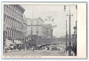 c1920's Railroad Arch Main Street Springfield Massachusetts MA Unposted Postcard