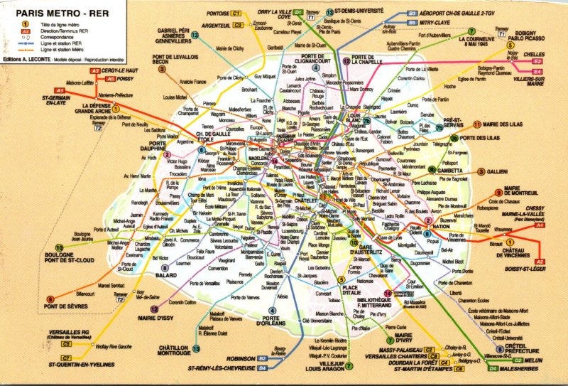 France Paris Map Of Metro Transit System