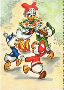 PC DISNEY, DAISY DUCK, HUEY, LOUIE AND DEWEY, Vintage Postcard (b43843)