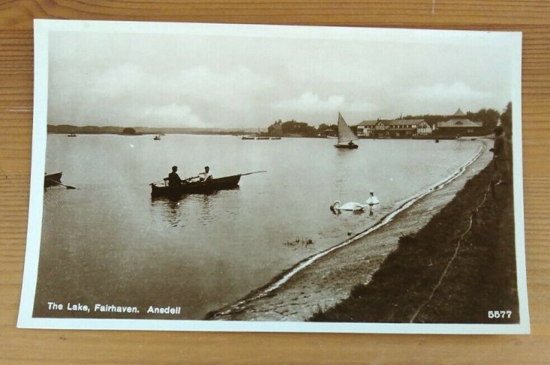 The Lake Fairhaven Ansdell Lancashire Vintage  Real Photo Postcard L1D