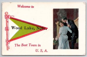 Wood Lake NE Romance Greeting To Davidson Family Long Pine Nebraska Postcard A36