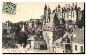 Old Postcard Loches general view towards the Chateau Royal