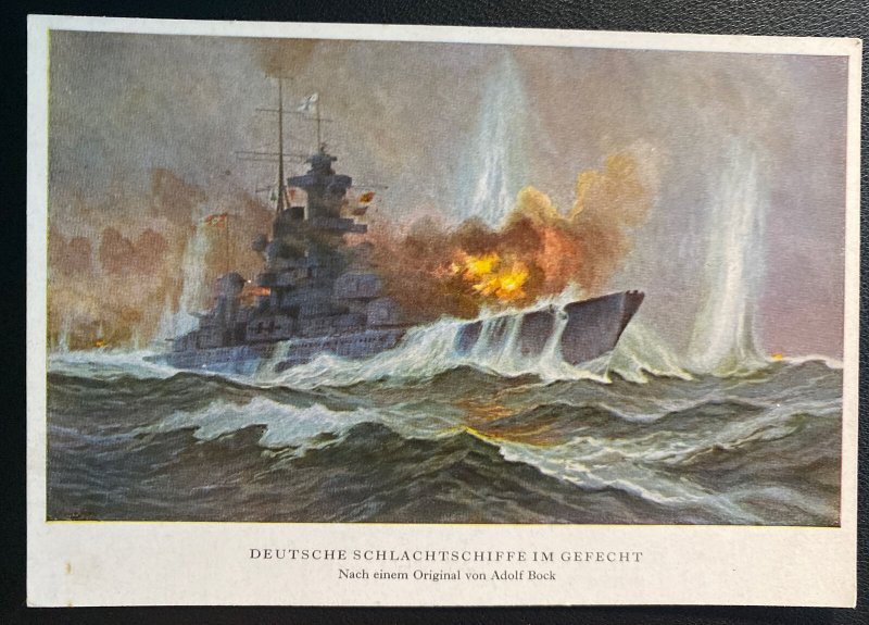 Mint Germany Picture Postcard PPC Kriegsmarine German Battleship In Battle