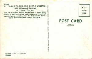 Interior Display View Clock & China Museum St Cloud Florida Postcard