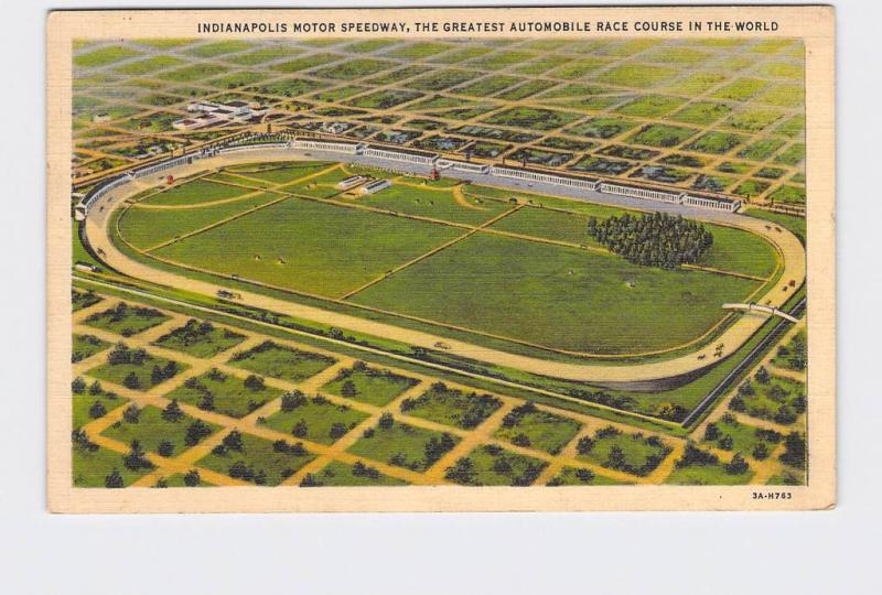 VINTAGE POSTCARD INDIANA INDIANAPOLIS MOTOR SPEEDWAY BIRDS EYE VIEW GREATEST AUT