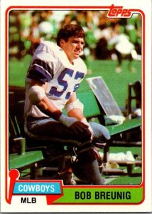 1981 Topps Football Card Bob Breunig Dallas Cowboys sk60185