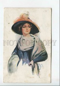 3185408 Lady by BARBER Vintage Feldpost MILITARY POST 1917 year