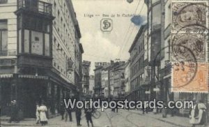 Rue de la Cathedrale Liege, Belgium 1920 Stamp on front 