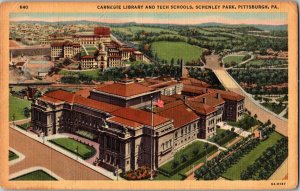 Vintage Postcard-Carnegie Library, Tech Schools Schenley Park Pittsburgh PA- KL4