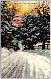 Winter Scene Near Hamilton Canada Extensive Trails Treelines Postcard