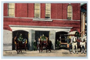 c1910's Central Fire Horse And Wagon Station Easton Pennsylvania PA Postcard 