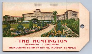 J99/ Pasadena California Postcard c1910 The Huntington Hotel Bag Ticket 250