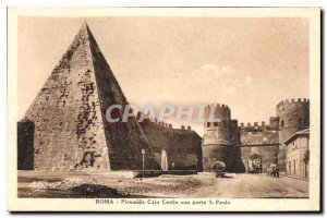 Postcard Ancient Rome Piramide Caio Cestio con porta S Paolo