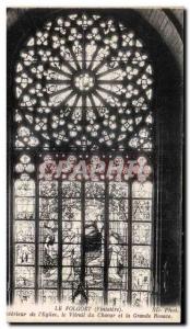 Old Postcard The Folgoet Interior of Church stained glass of the choir and th...