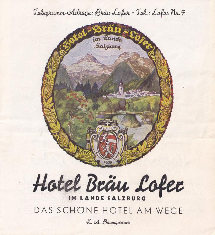 Hotel Brau Lofer Austria 1950s Guide Book Ephemera