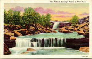 Vtg 1930s The Falls at Harding's Ranch West Texas TX Unused Linen Postcard