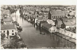 Netherlands Alphen aan de Rijn Panorama met Rijngezicht Vintage RPPC 03.79