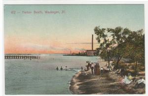 Harbor Beach Waukegan Illinois 1910c postcard