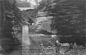 Postcard Deer Park Glen Bridge Bridal Veil Falls Near Starved Rock IL Oglesby