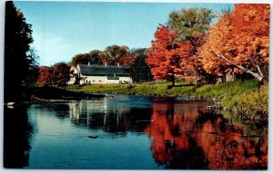 Postcard - Vermont farm with autumn reflections - Vermont