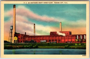 VINTAGE POSTCARD SOUTHERN KRAFT PAPER PLANT AT PANAMA CITY FLORIDA