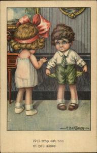 Bertigilia Kids Dressed as Adults Boy Empties Pocks Out of Money Postcard