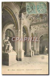 Postcard Old Paris City Hall Corridor of the court of Louis XIV