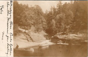 RPPC Boating on the Wisconsin River 1907 Springfield SD to Frederick Postcard W3