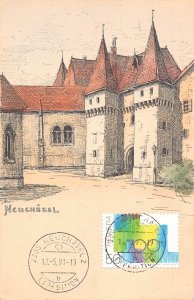 L295 Switzerland Neuchatel Castle vintage Postcard