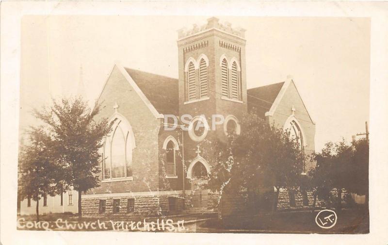 South Dakota SD Postcard Real Photo RPPC c1910 MITCHELL COngregational Church