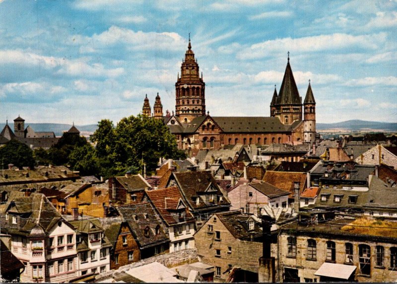 Germany Mainz Dom mit Altstadt 1965