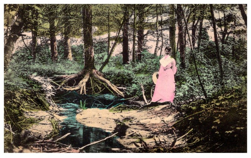 Rhode Island Harrisville Woman by stream