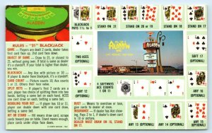 LAS VEGAS, NV Nevada ~ ALLADIN CASINO & BLACKJACK RULES  c1950s  Postcard