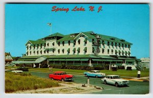 Spring Lake NJ Postcard Old Cars Allaire Hotel Resort People New Jersey 1962