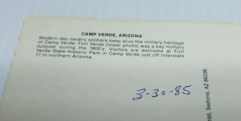 Vintage Postcard Camp Verde Arizona Fort Verde State Park 1985 military outpost